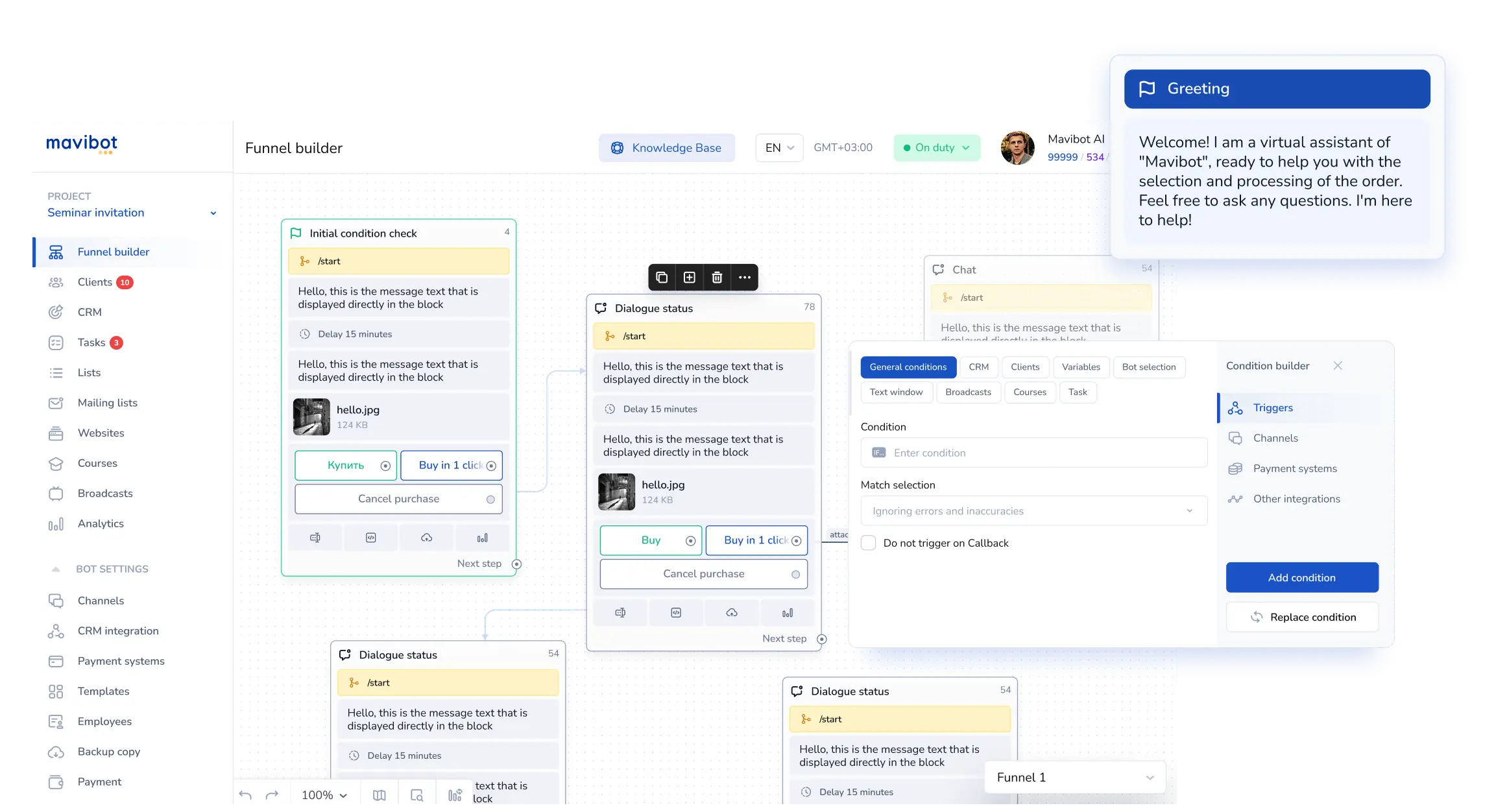 Chat bot builder interface