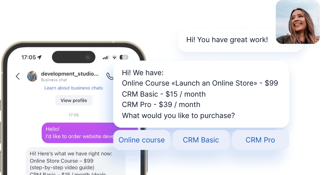 Business account in chat bot