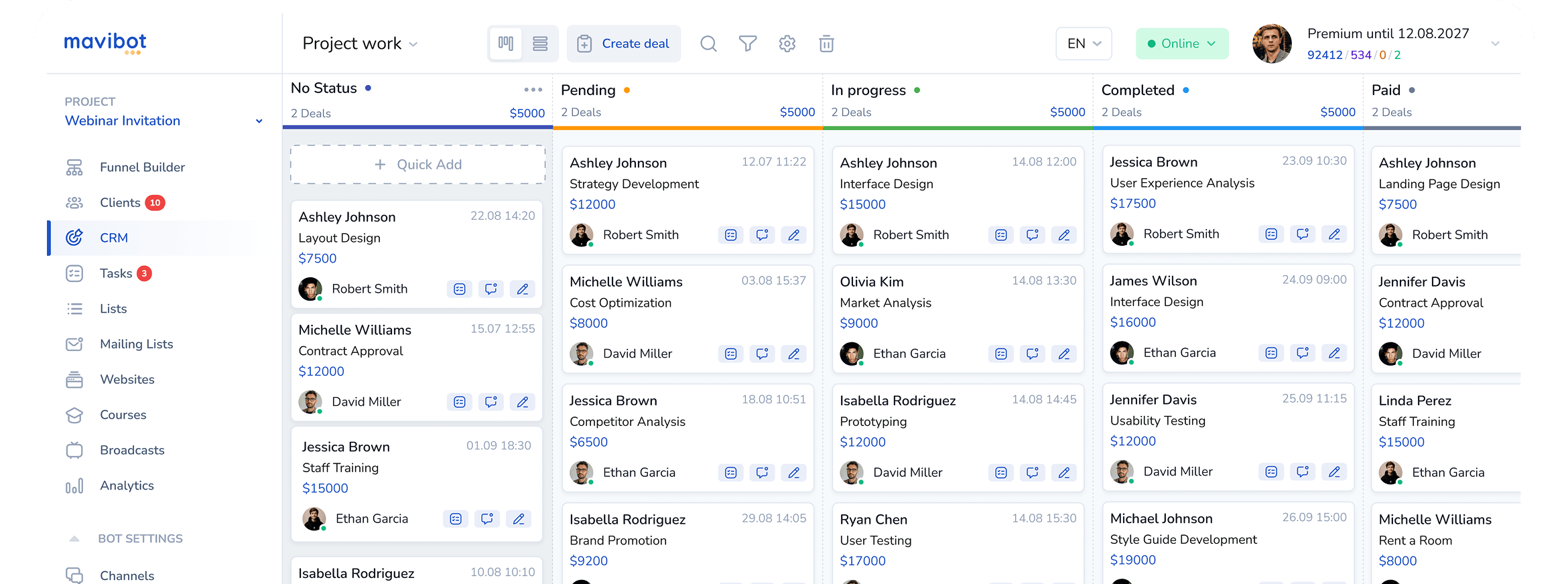 CRM interface