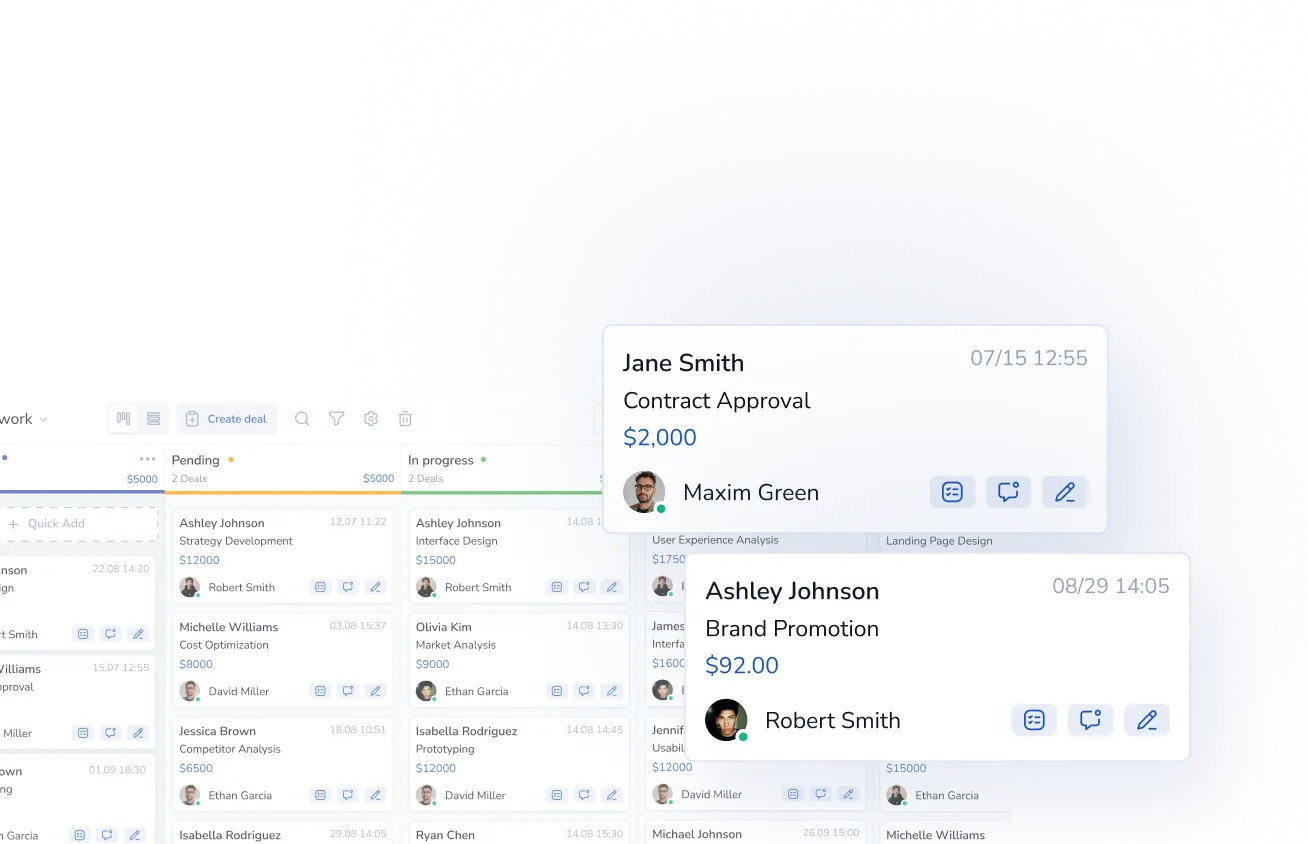 CRM deals pipeline