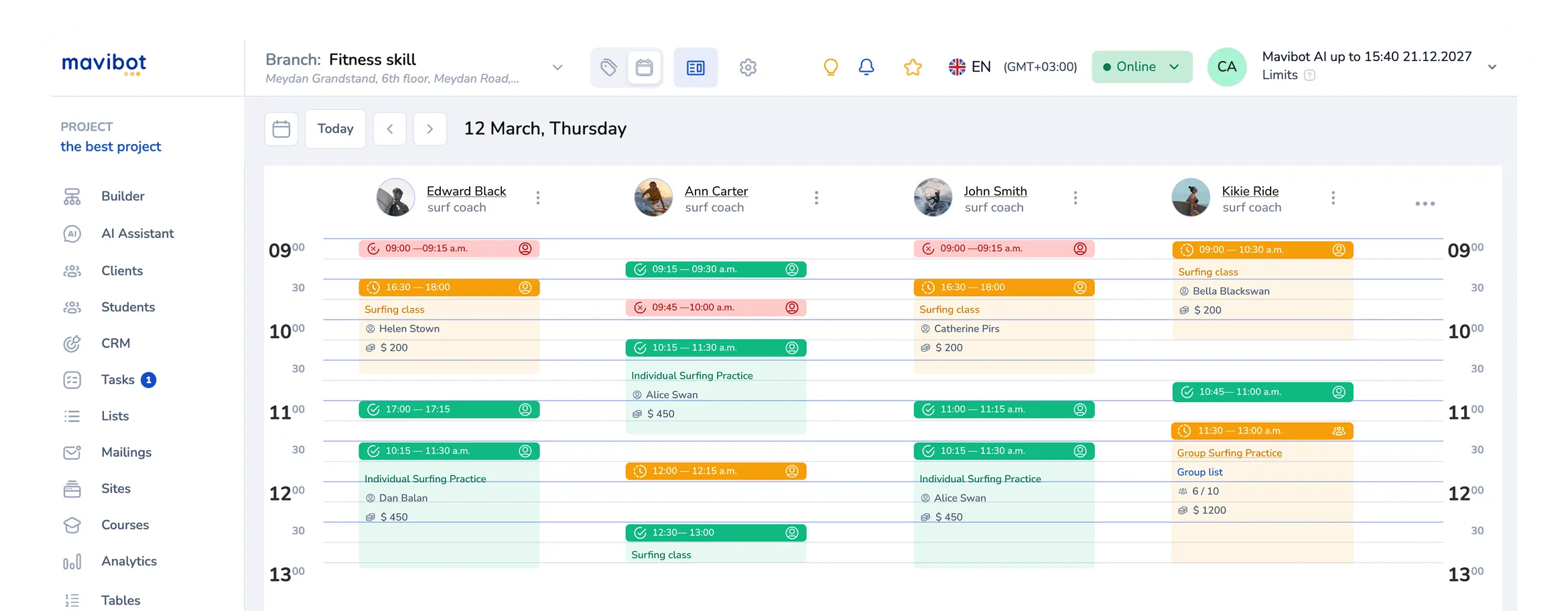 Online booking bot interface